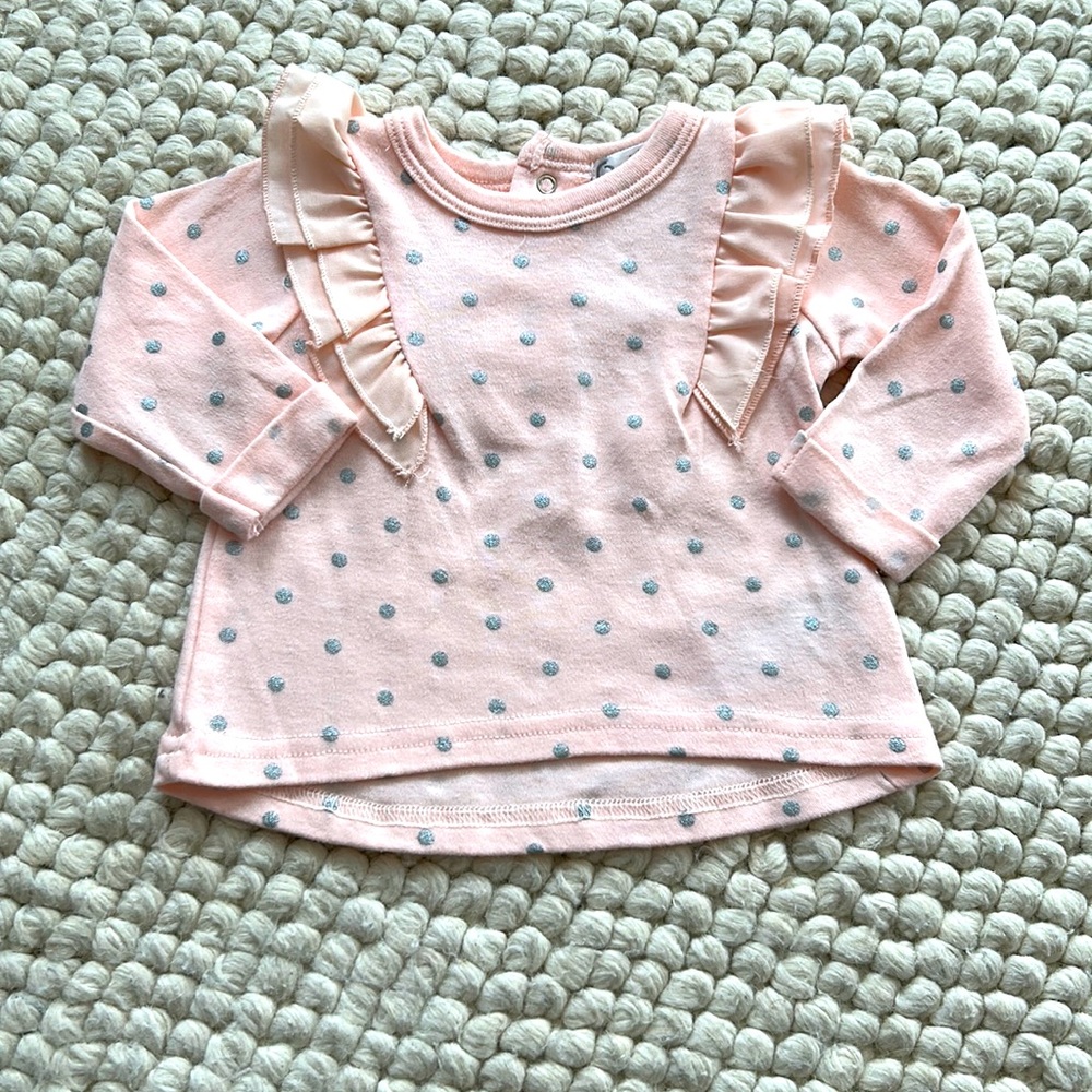 Quiltex polka dot shirt size 3-6 months